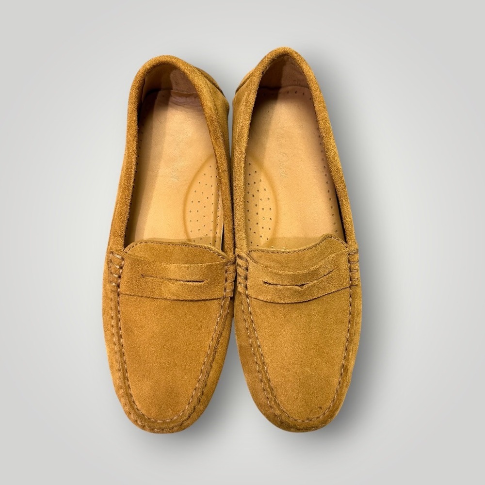 Oliver Cabell Tan Suede Penny Loafer Driving Shoes Womens 37 Made in Italy